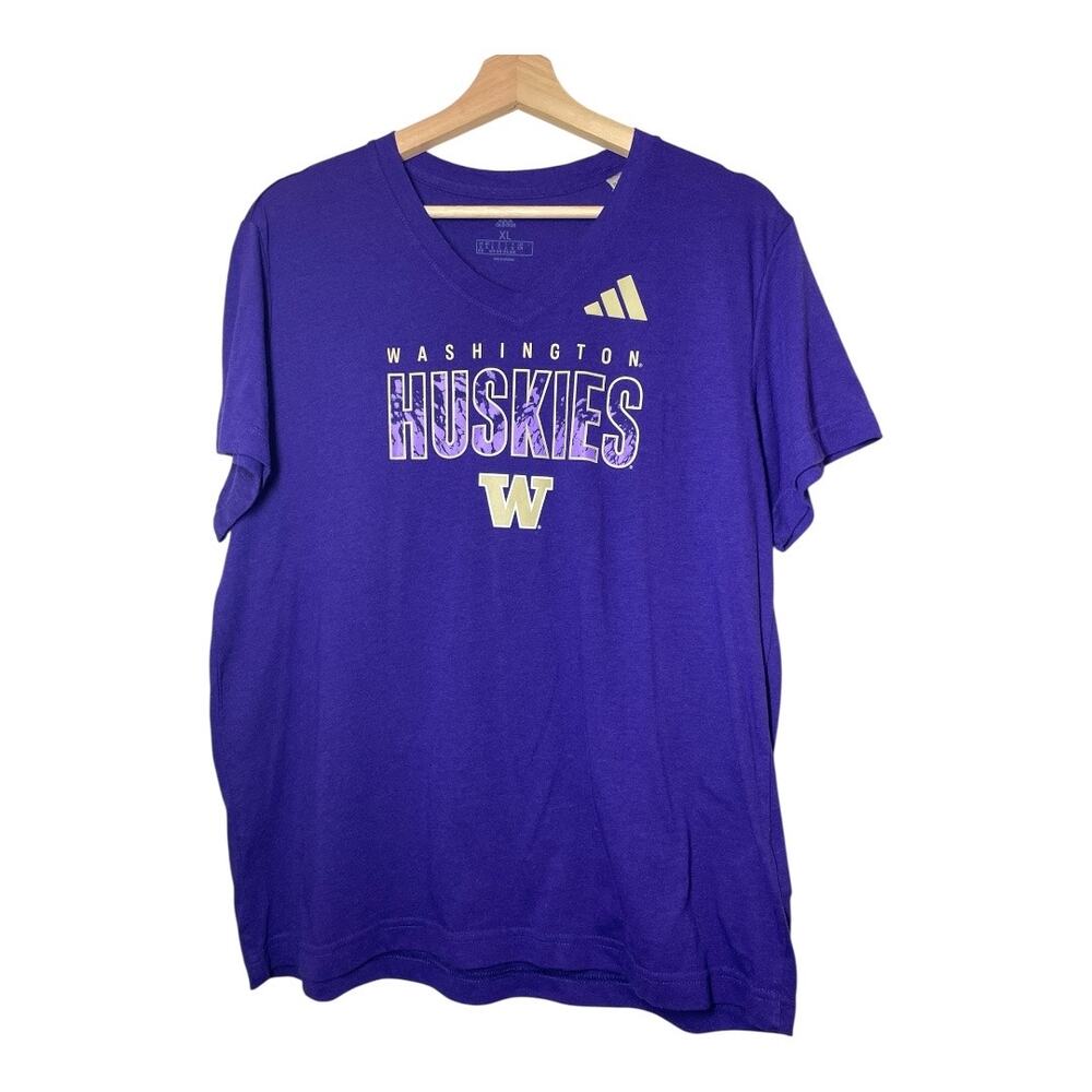 UW University of Washington Huskies Womens T-Shirt V-Neck XL Short Sleeve Adidas